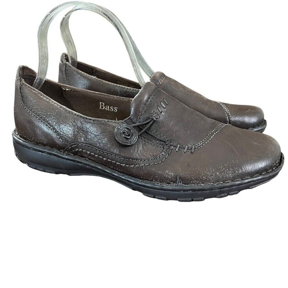 GH Bass & Co Womens Bradshaw Leather Brown Slip On Loafers Flats Comfort Shoes 9